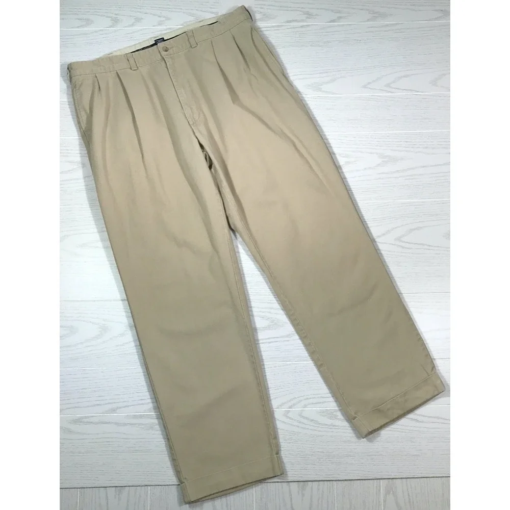 Vintage 90s Polo Ralph Lauren Pleated Chino Pants Men 36x30 Beige Hammond Pant